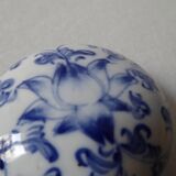 Porcelain pill box decorated with blue and white flowers