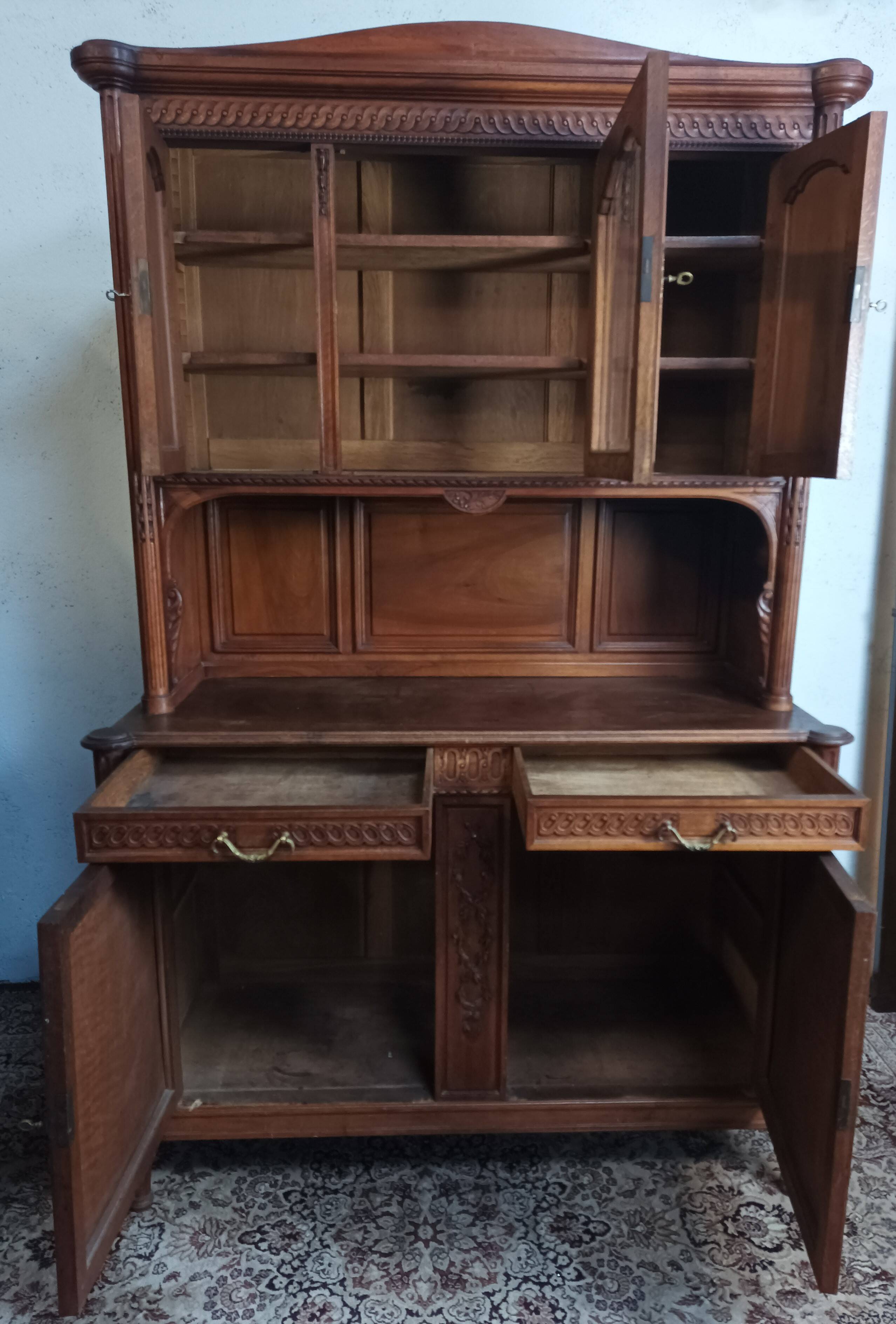 Louis XVI two-body sideboard stamped in walnut
