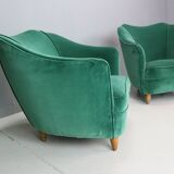 Pair of velvet armchairs Gio Ponti style