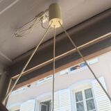 Scandinavian boomerang chandelier in opaline teak