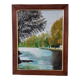 Painting / oil landscape river signed vintage 30x37.5