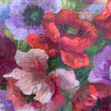 Pair paintings, oil on canvas still life pink flowers