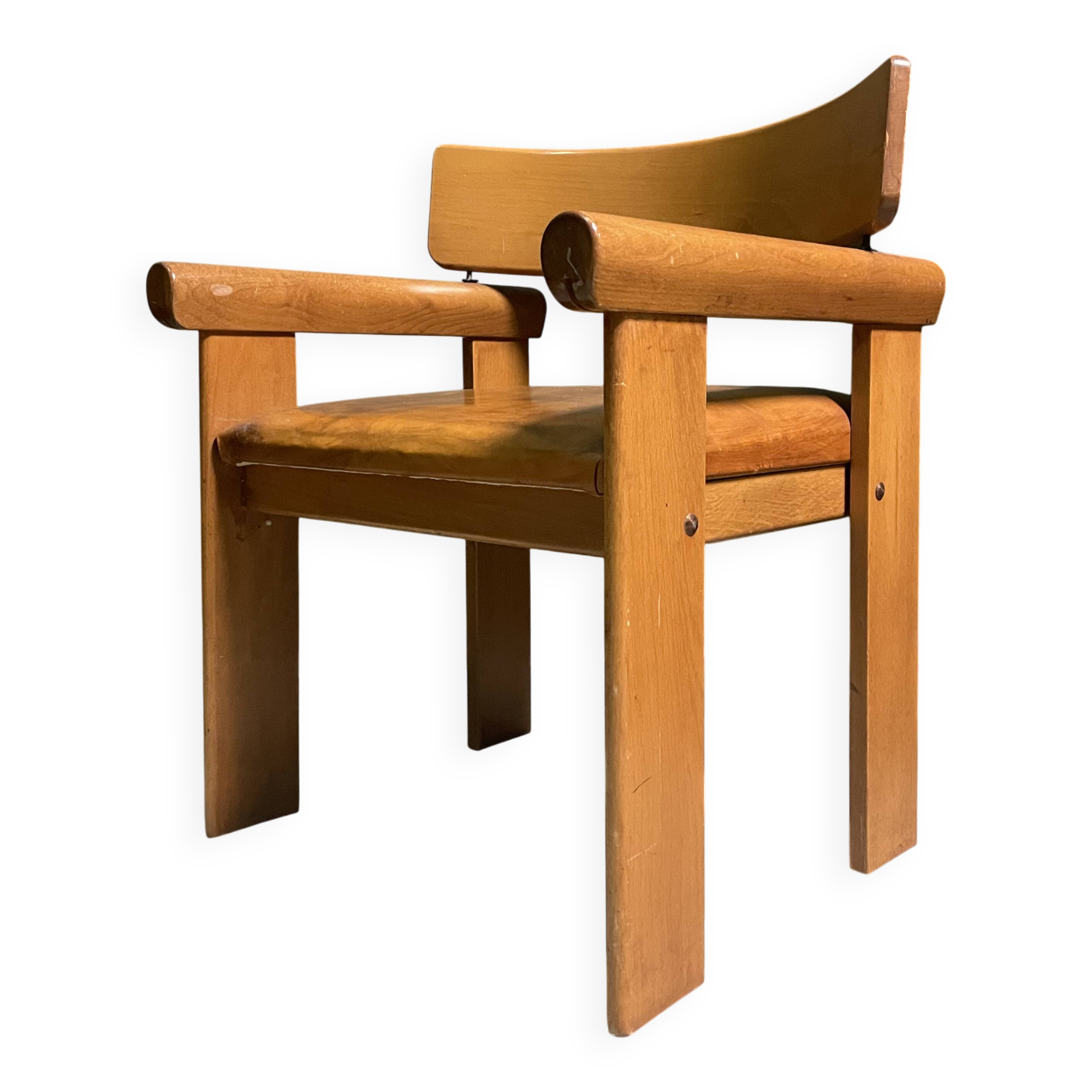 1970's Italian chunky wood armchair