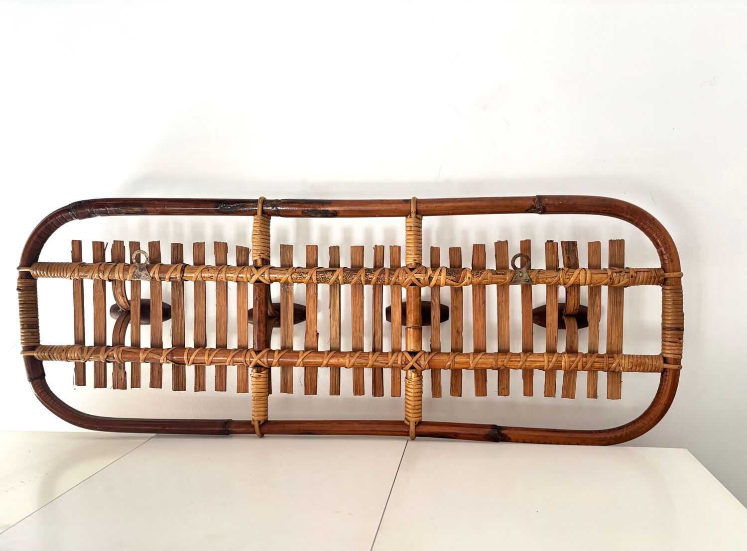 Bamboo and rattan coat rack Olaf von Bohr