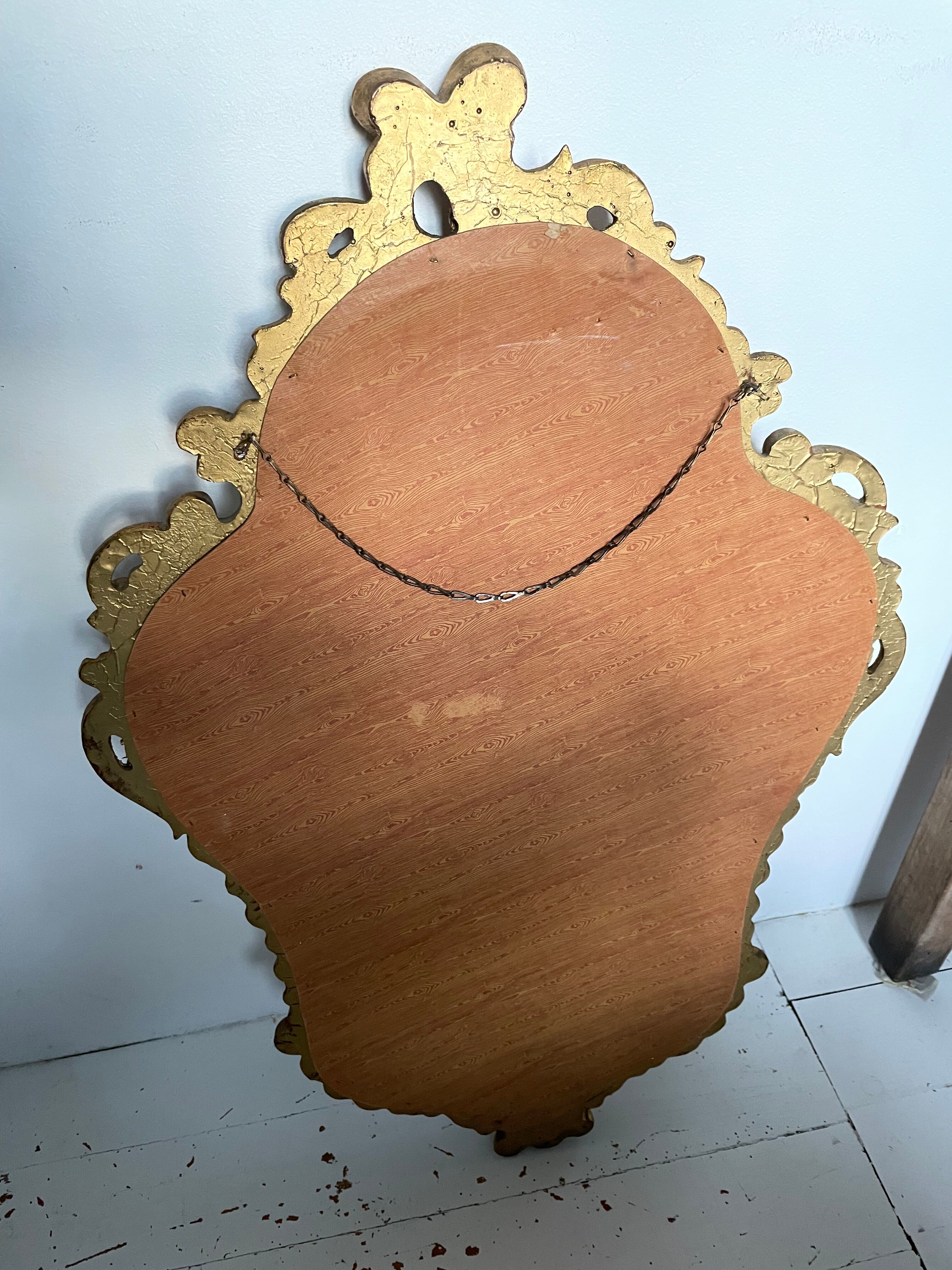 Mirror rockery gilded wood with gold leaf, 82x53 cm