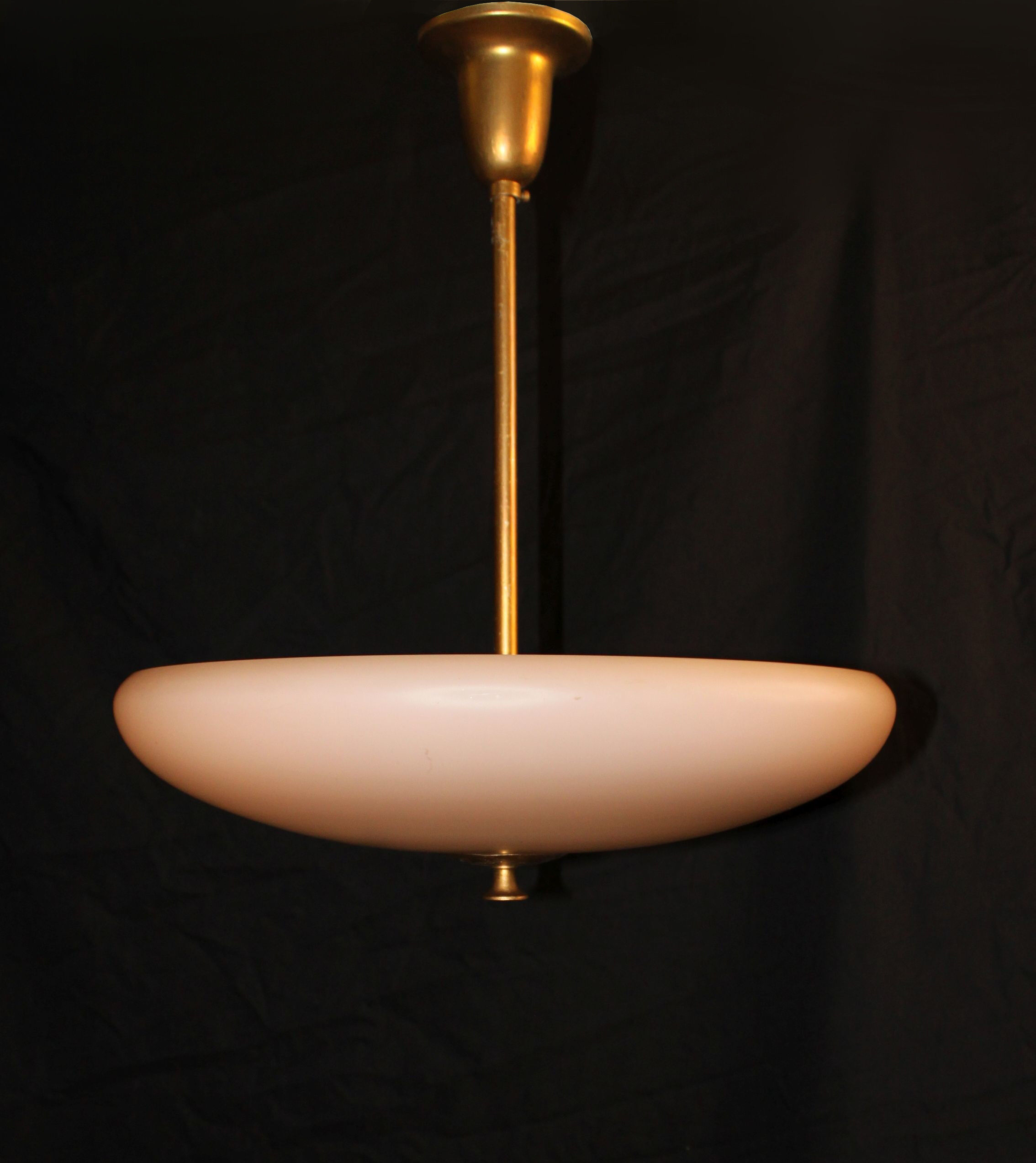 Suspension Art Déco en verre dépoli, 1960