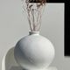 Handcrafted terracotta ball vase painted white H:24 D:26