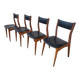 Série de 4 chaises scandinaves en skaï et bois, années 1960