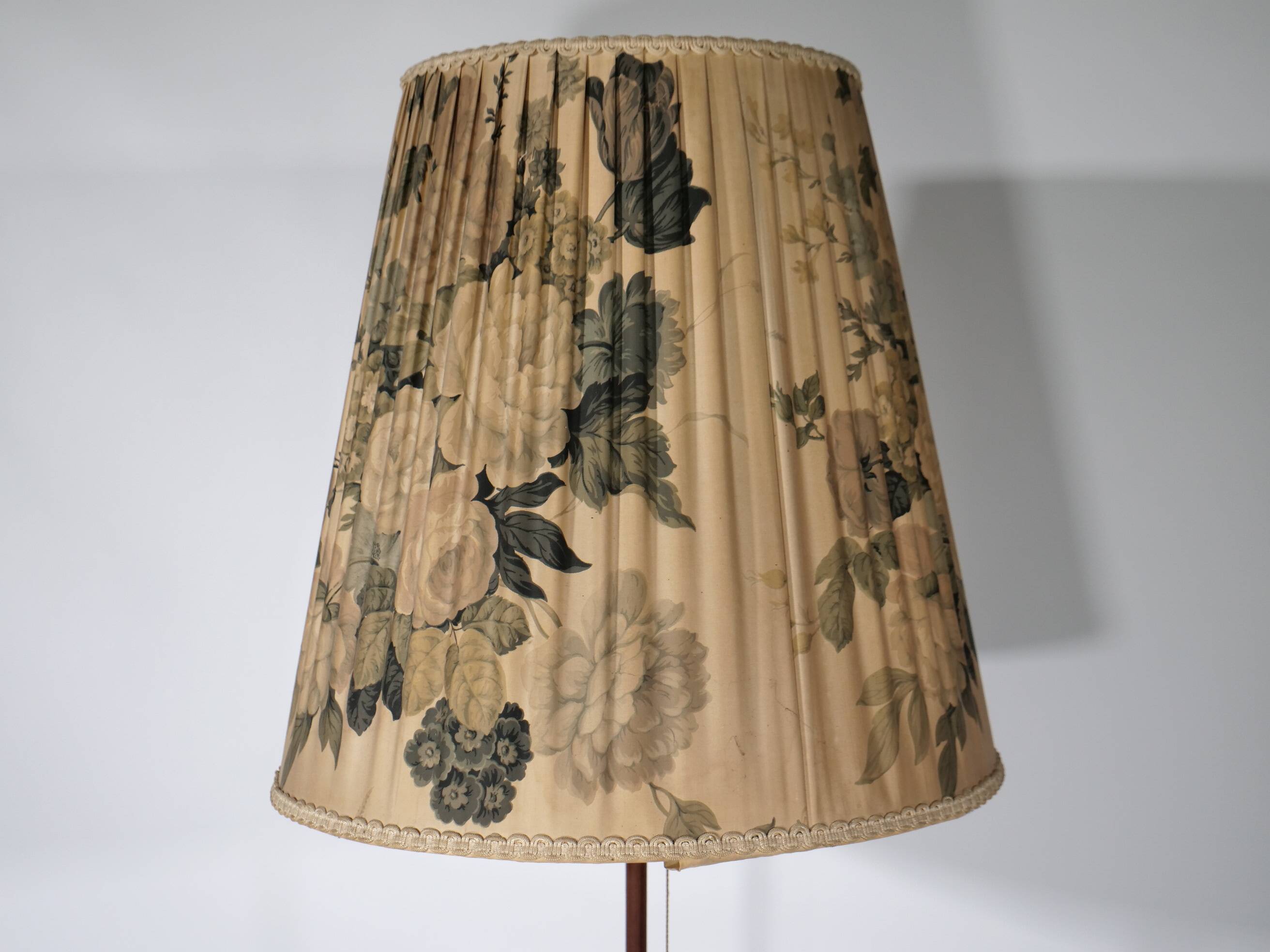 Teak Tripod Micheline Floor Lamp from Brass by JT Kalmar for Kalmar, 1950s