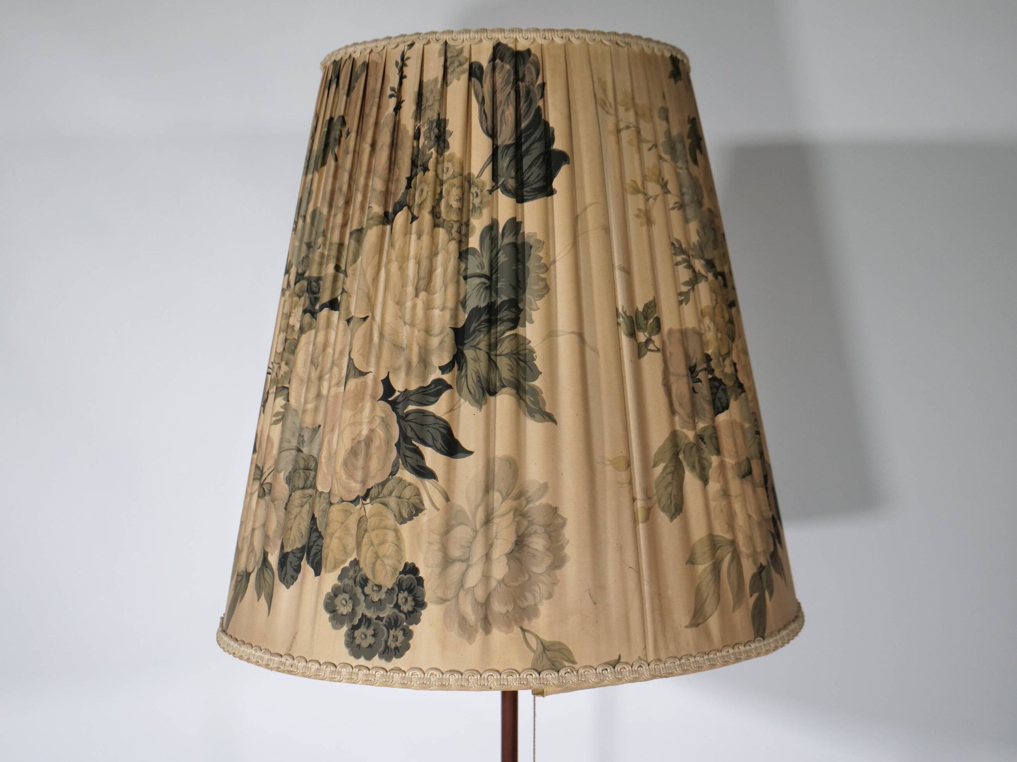 Teak Tripod Micheline Floor Lamp from Brass by JT Kalmar for Kalmar, 1950s