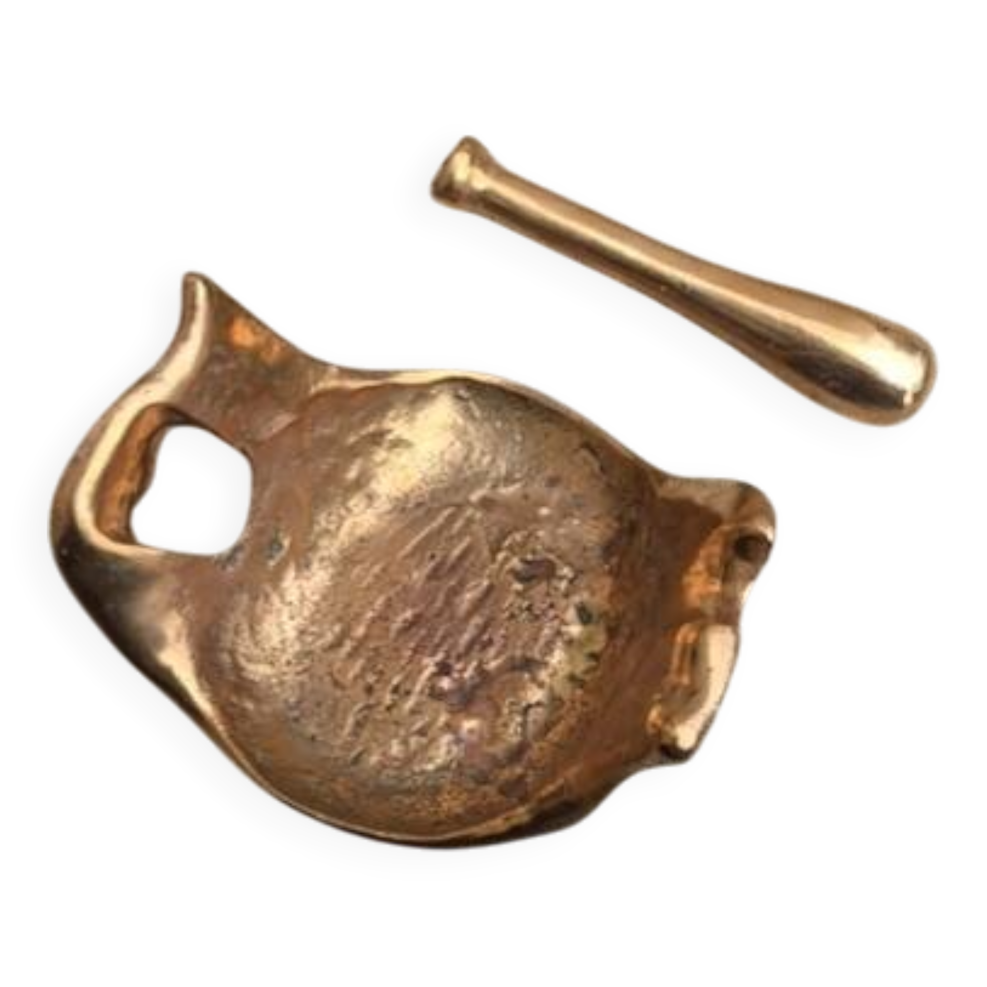 Cendrier bois et bronze vintage, cendrier sur pied, cendrier bronze doré