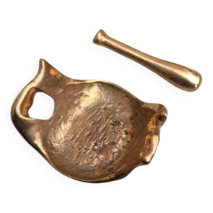 Cendrier bois et bronze