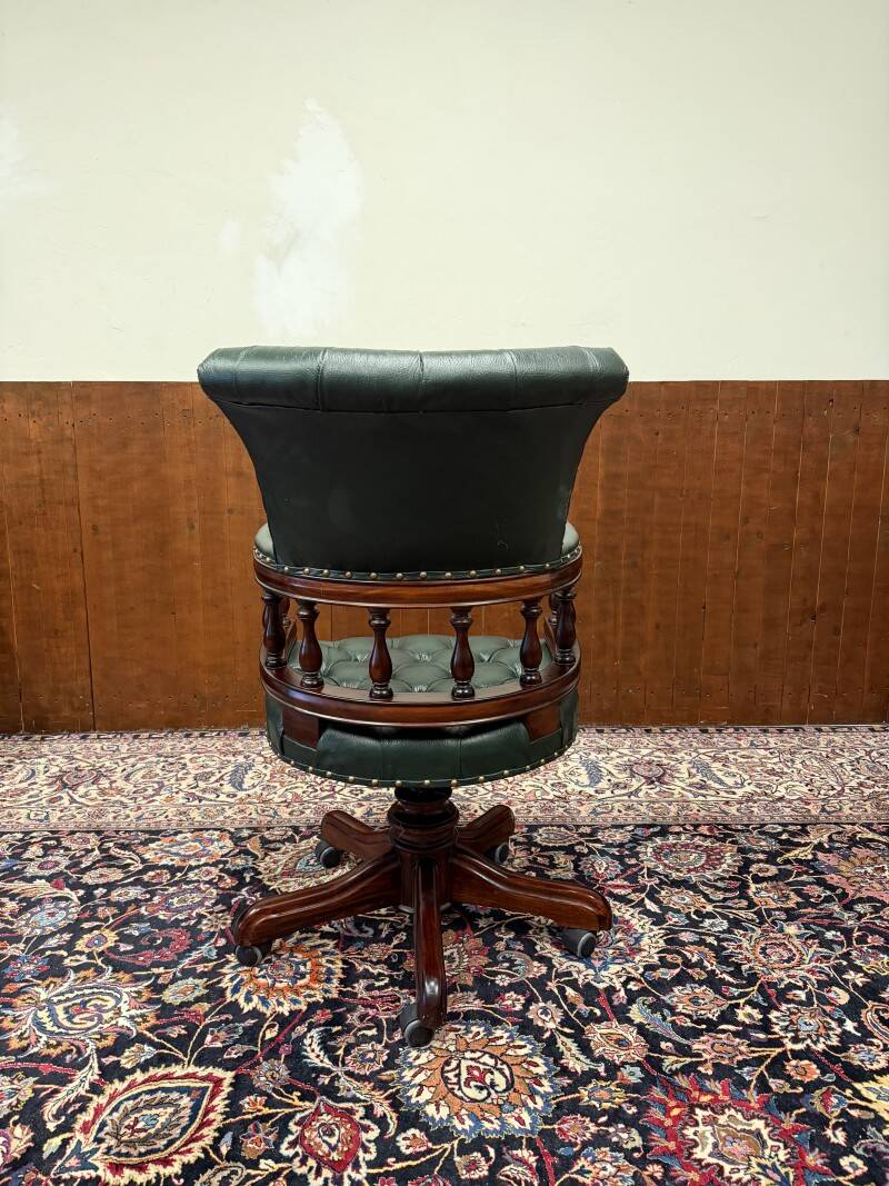 English Chesterfield Desk Chair Green