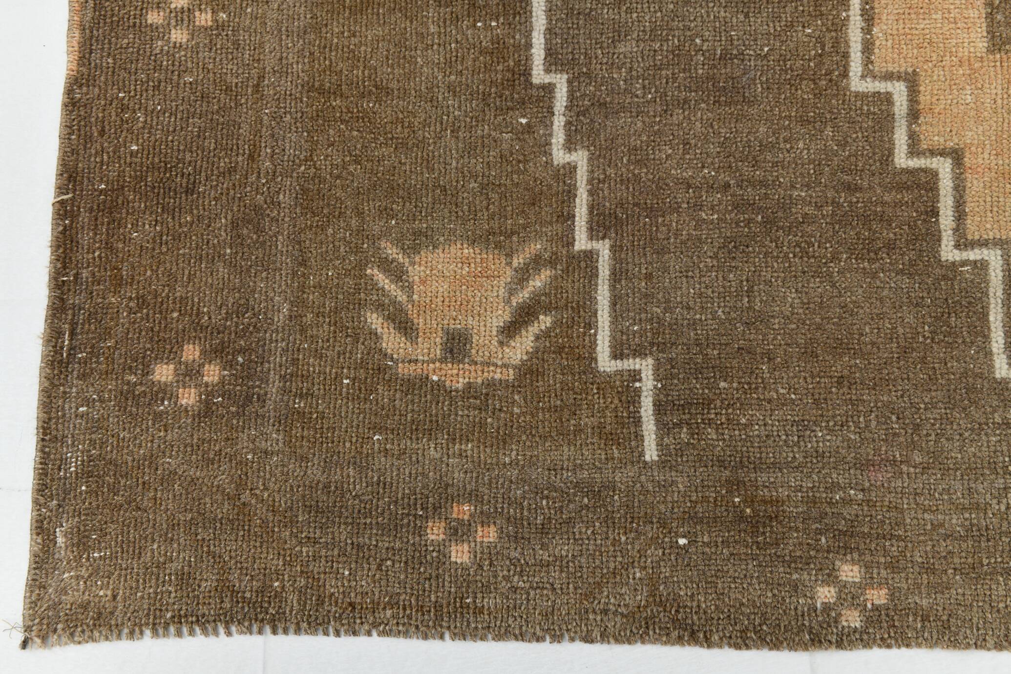 5x13 Tapis Couloir Anatolien Vintage, Tapis Turc Brun Taupe, 159x385 Cm