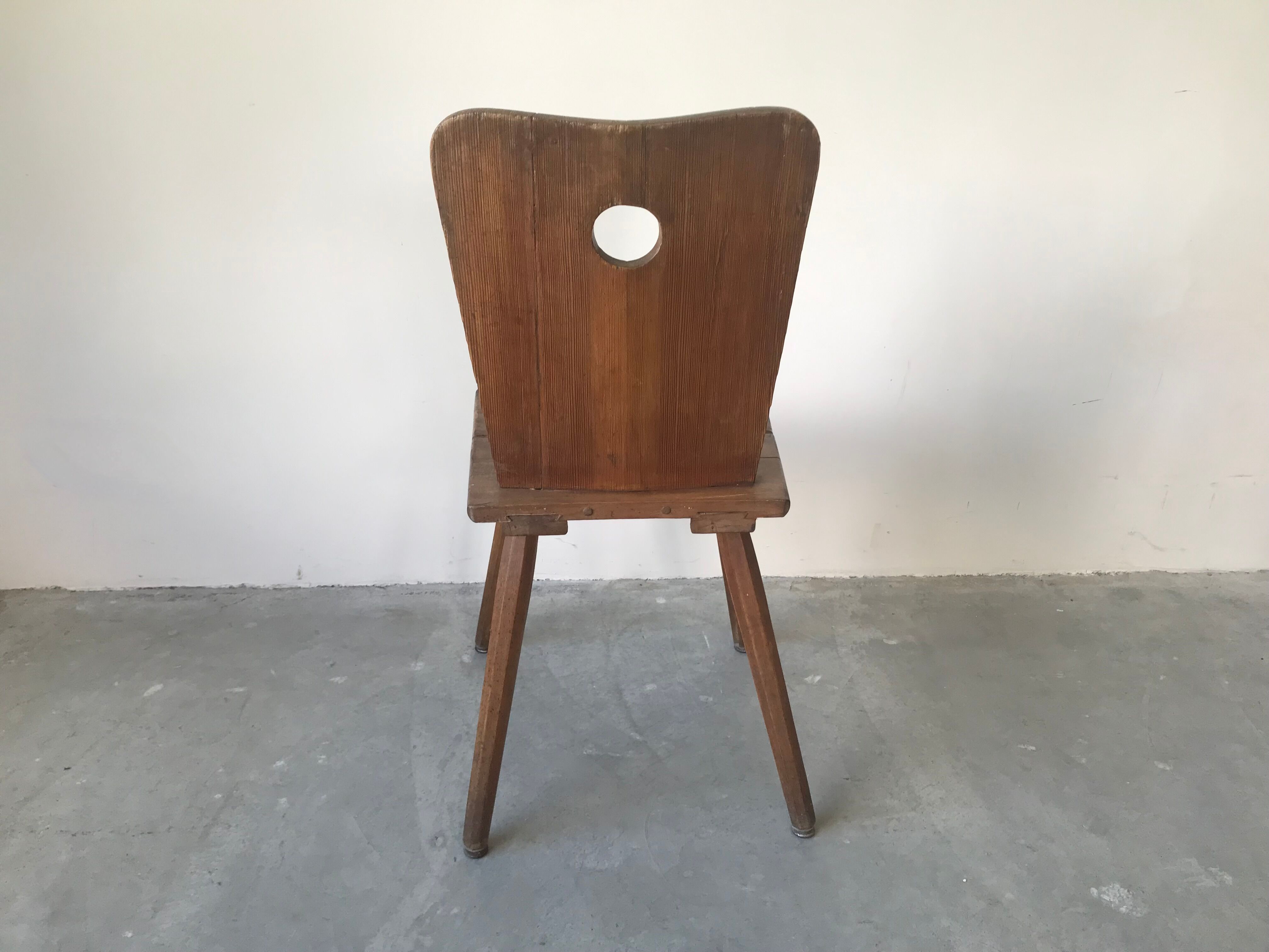 Suite of 6 savoyard solid wood chairs, circa 1950