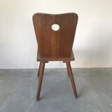 Suite of 6 savoyard solid wood chairs, circa 1950