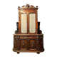 Renaissance castle library in walnut, half-moon shape, circa 1850
