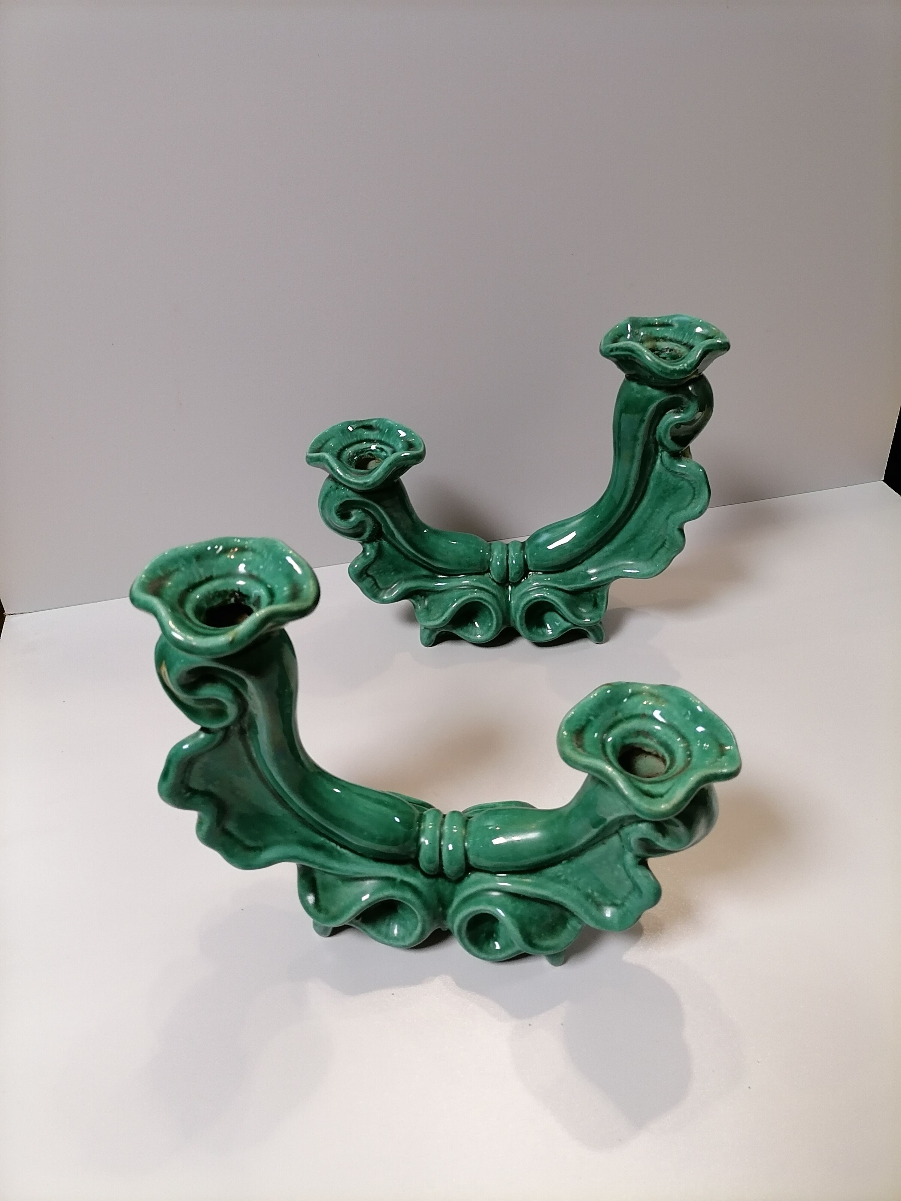 Pair of ceramic candle holders