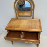 Bamboo and rattan dressing table, with mirror 50s-60s