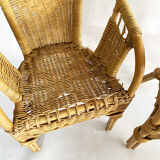 Paire fauteuils enfants rotin