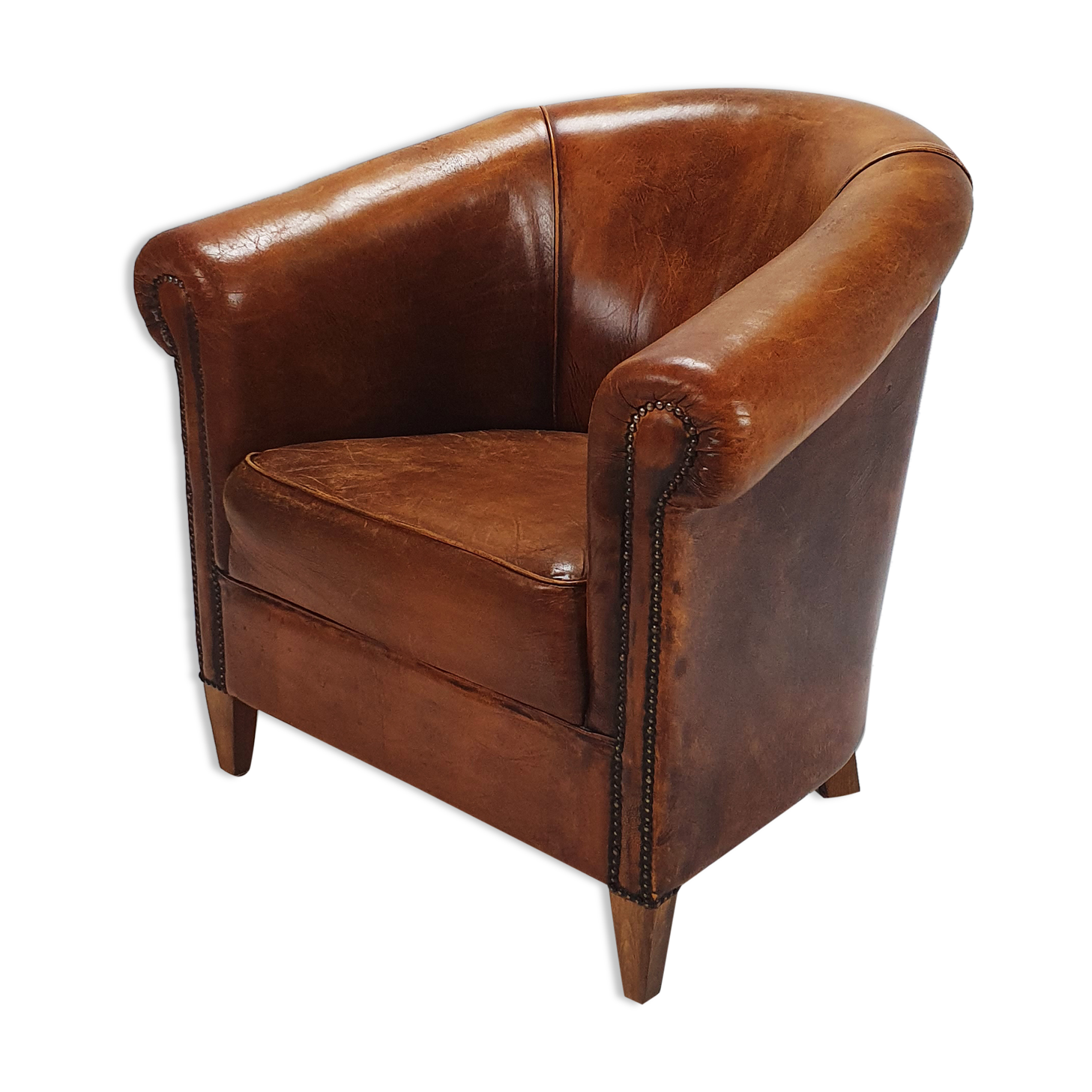 Vintage leather club chair, 1970s