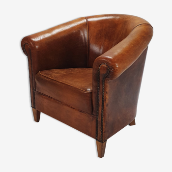 Vintage leather club chair, 1970s