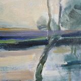 Astri Ekengren-Larsson, Swedish Modern Landscape, 1960s, Oil on Panel, Framed