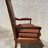 Fauteuil en bois et cuir