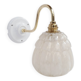 Swan neck and speckled glass wall lamp