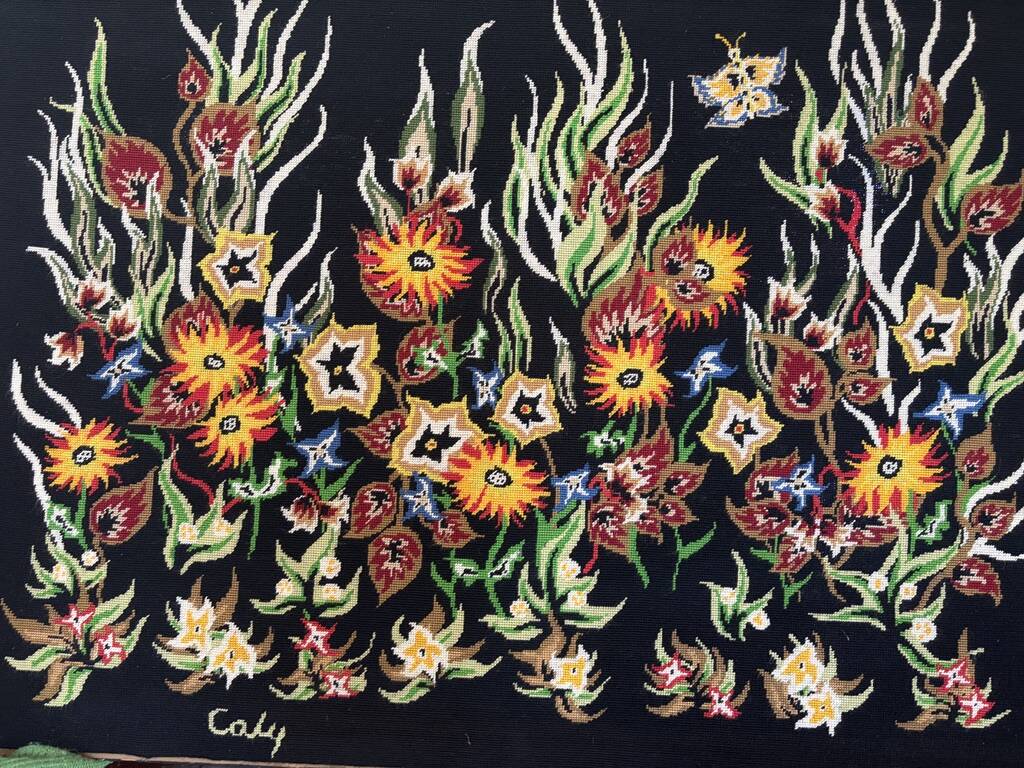 Tapisserie murale Signée O. Caly  "La Lice"  Atelier d'Art Contemporain 196