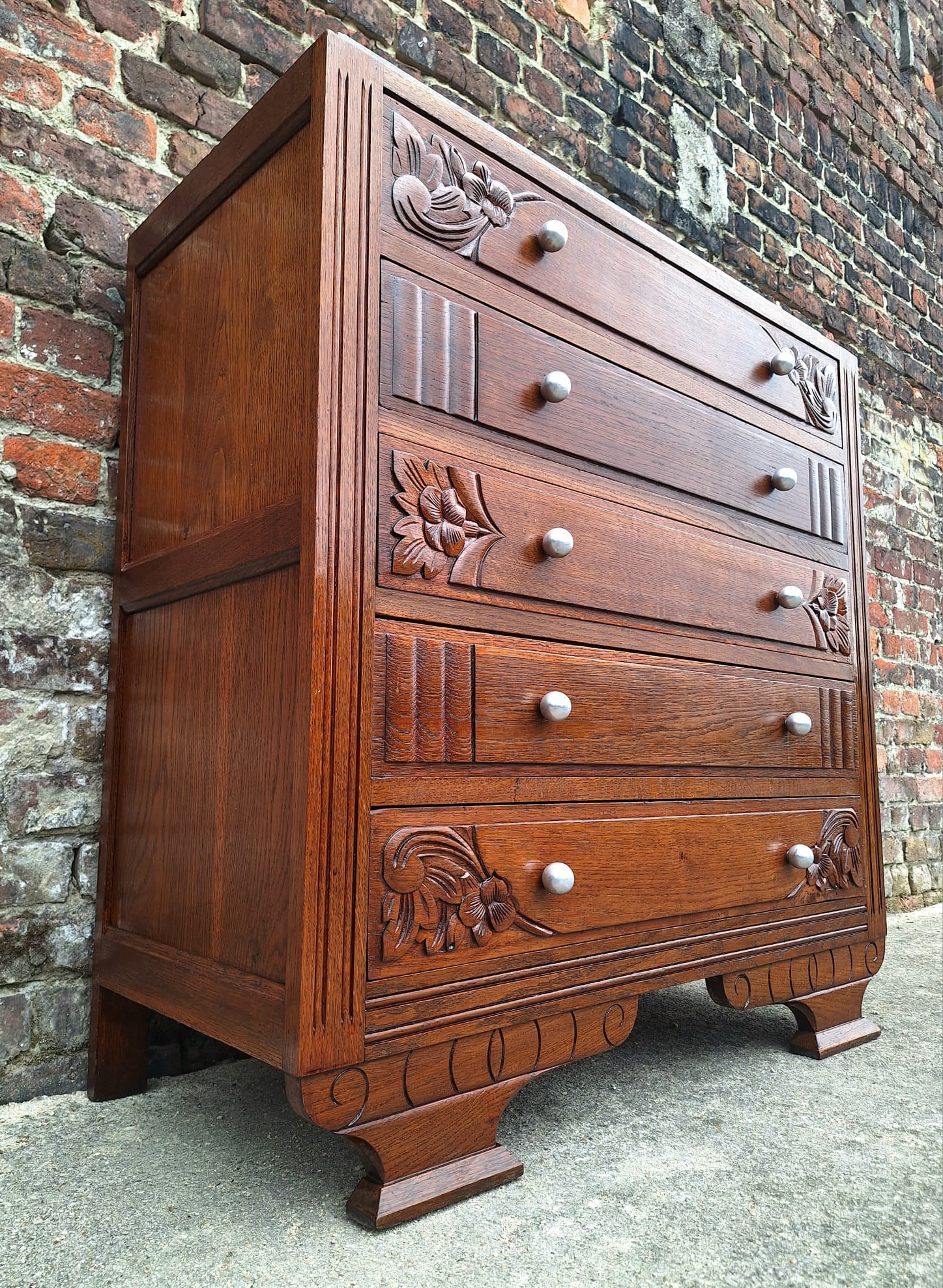 Art Deco commode, vintage antique piece with marble top.