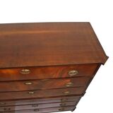 Commode Chiffonnière Ancienne en Acajou Flammé sur Chêne XIXe Siècle