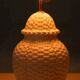 Vintage table lamp in woven ceramic Regency style.