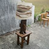 Brutalist lamp and its stool