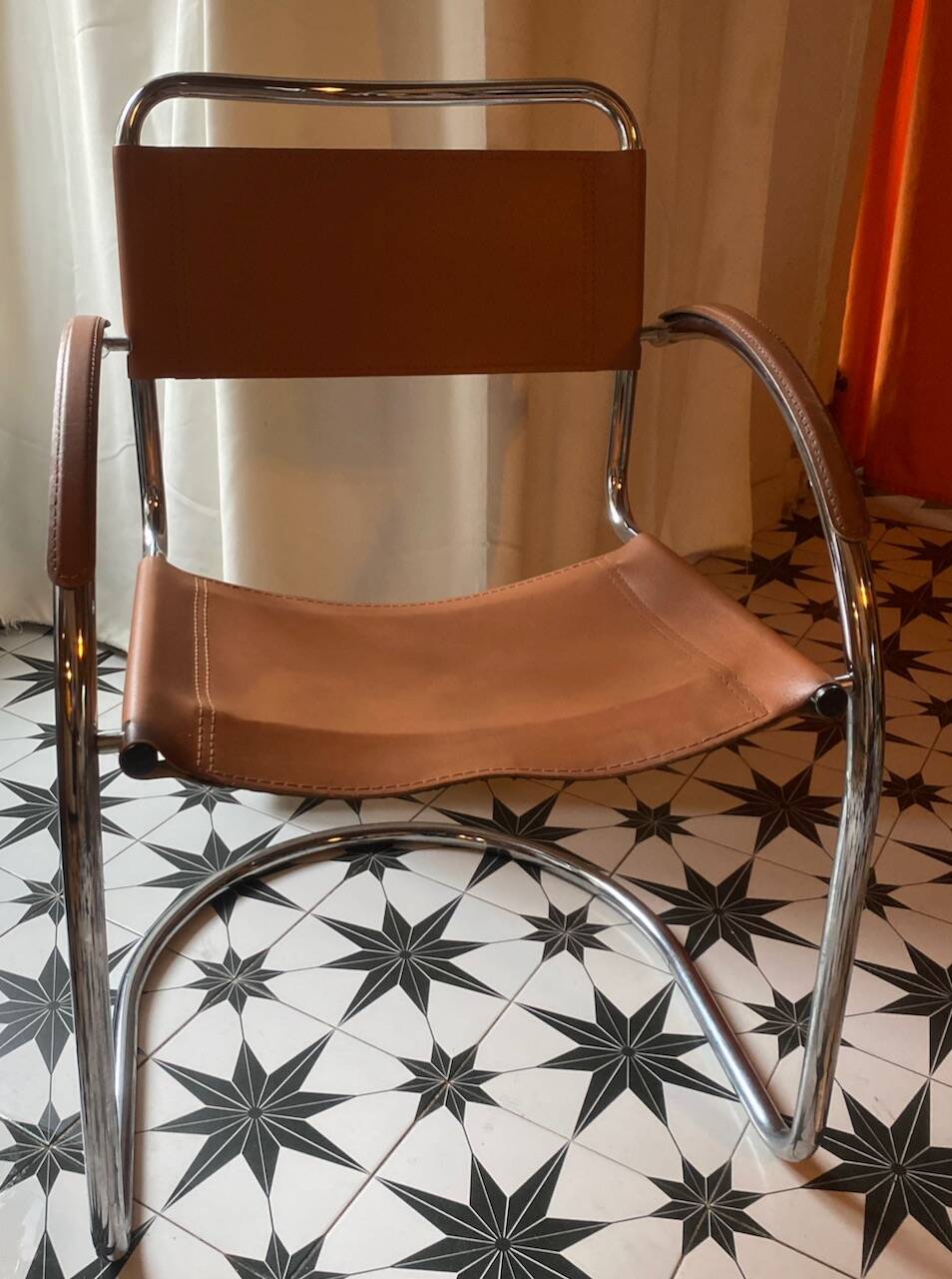 Pair of chrome armchairs, vintage circa 70