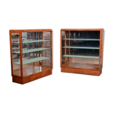 Art Deco Display Cabinets in Maple, Glass, and Mirror, Czech, 1930s, Set of 2