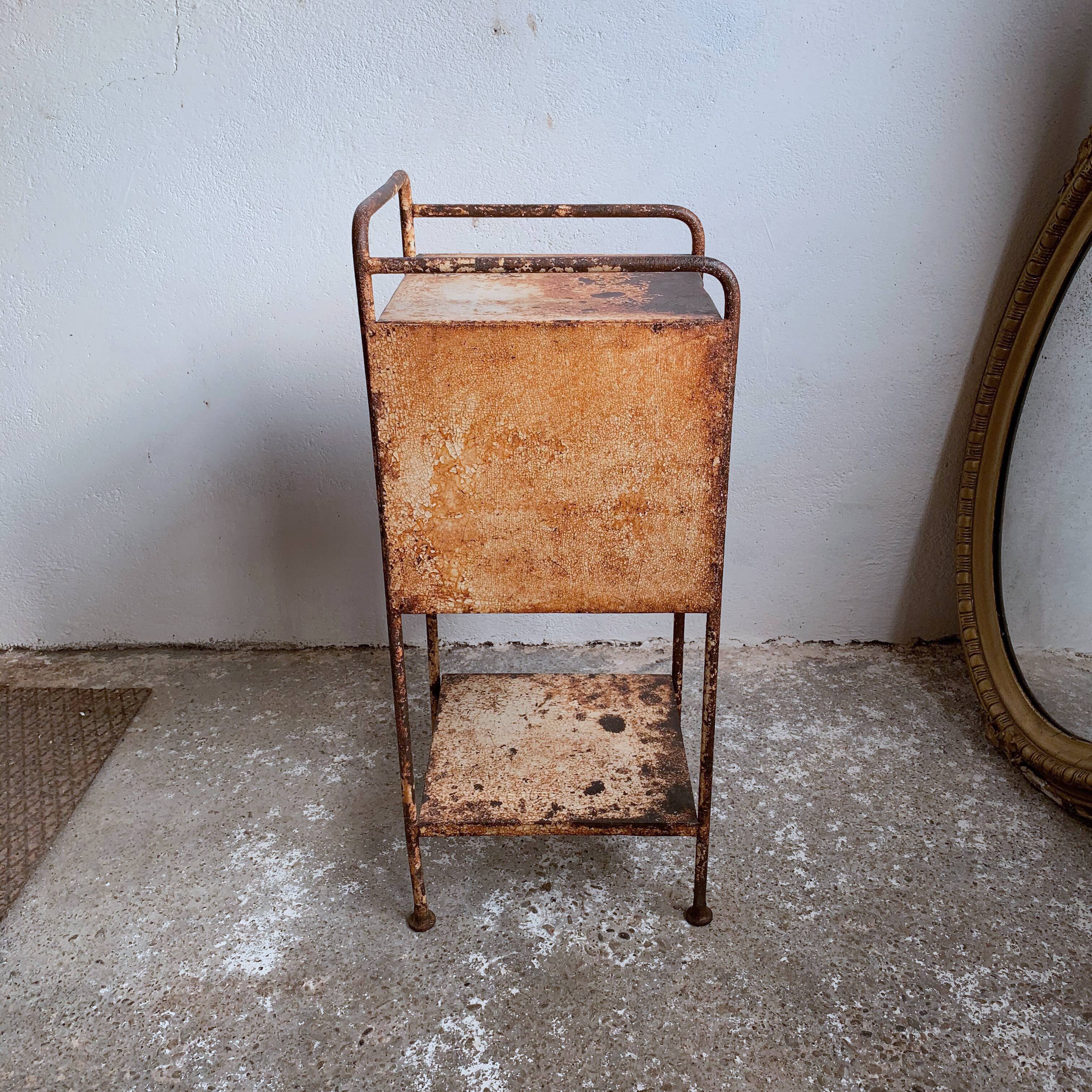 Former hospital bedside table late 19th century early 20th century in metal