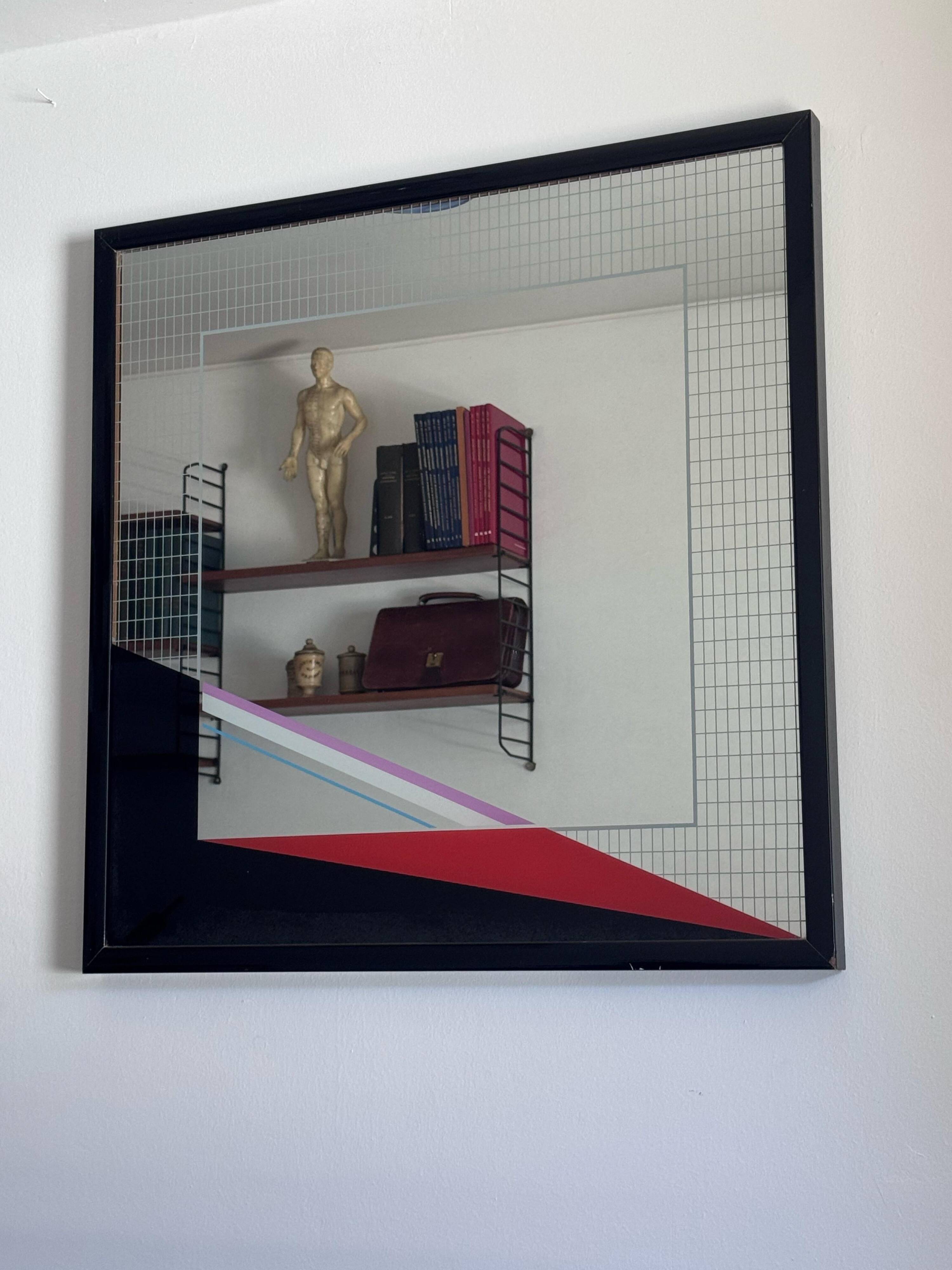 Eugenio Carmi Art Mirror, Memphis Style, Italian Collectible Design 70's