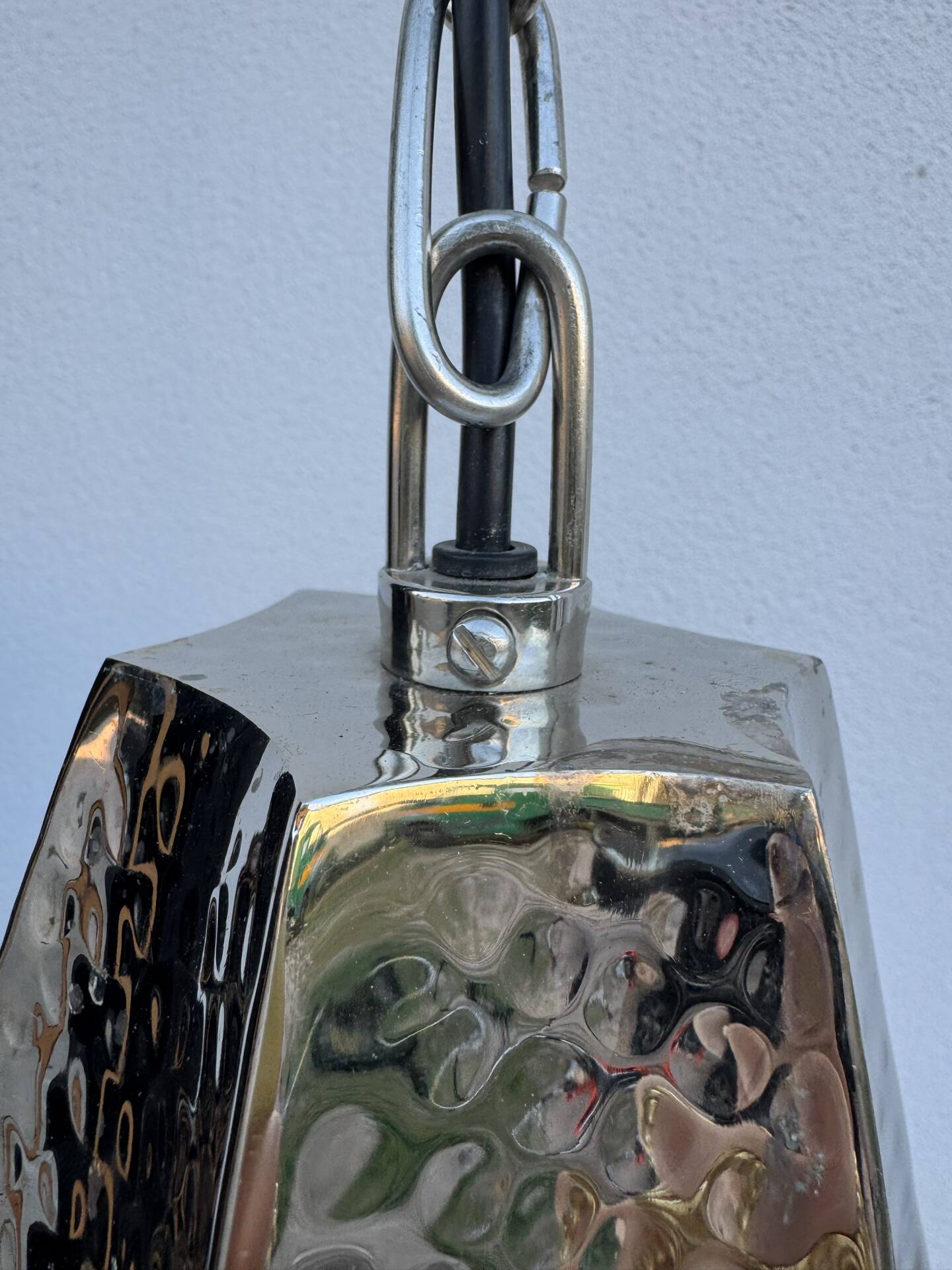 Modern hammered chrome metal suspension