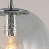 Small Limburg chrome pendant light with clear glass globe, Germany, 1970s.