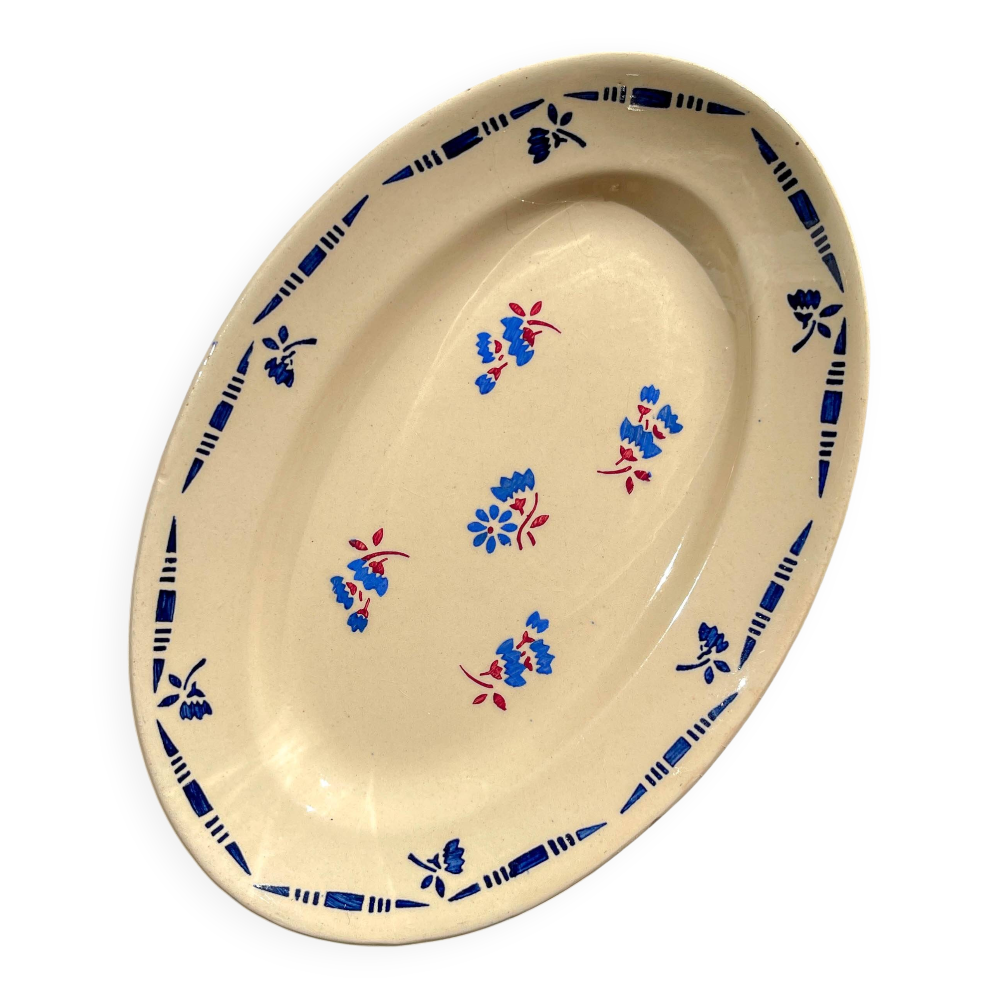 Vintage K&G Luneville "Flore" porcelain dish, 1950s, small blue flowers