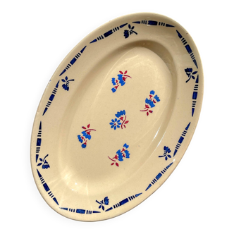 Ravier porcelaine vintage K&G Luneville "Flore" 1950s petites fleures bleues