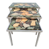 Vintage onyx & expoxy marble set side table 'eclectic'