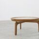 Table basse en bois de cèdre et verre, Italie fin du 20e siècle