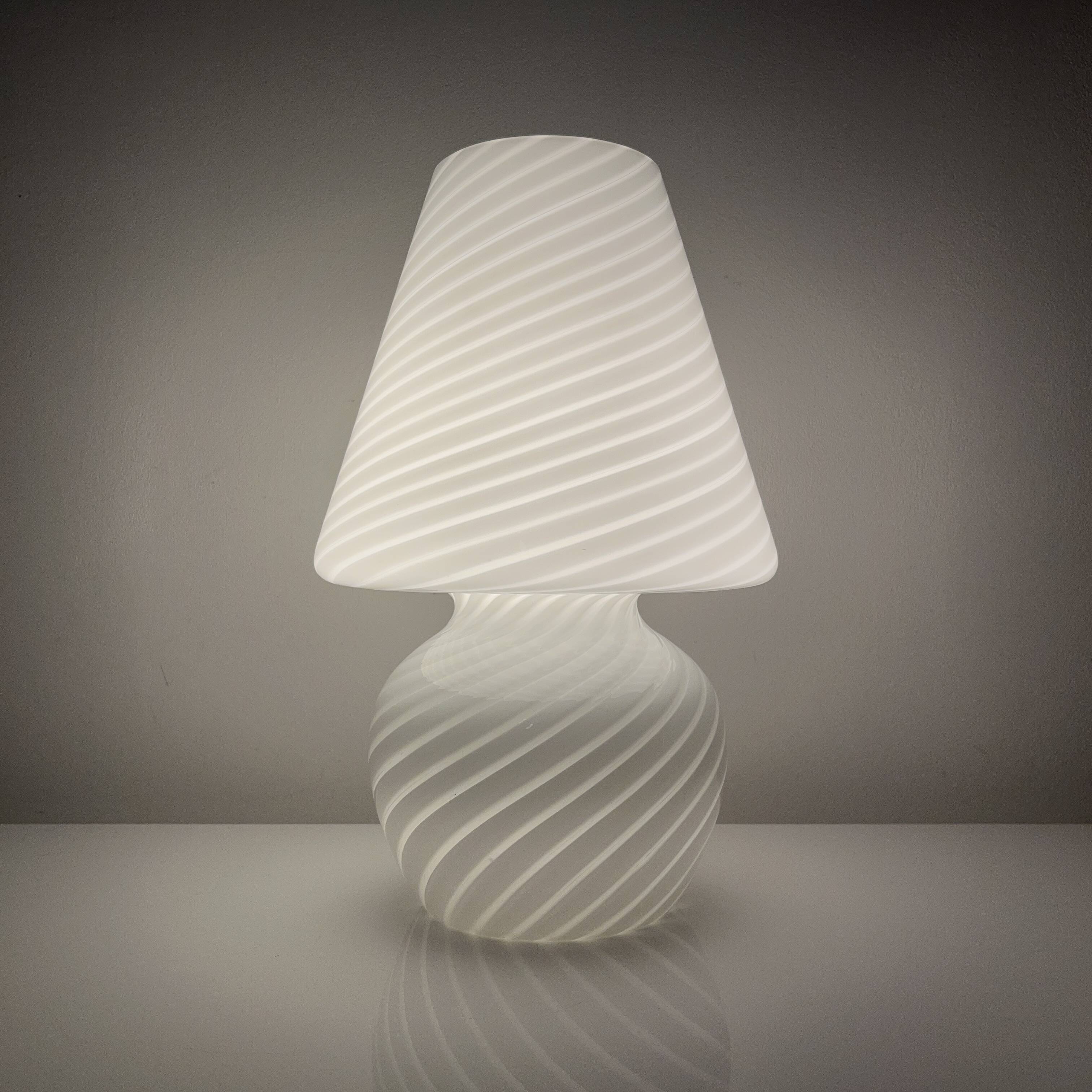 Murano mushroom lamp Italy vintage spiral decor glossy white