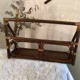 Varnished rattan shelf - vintage