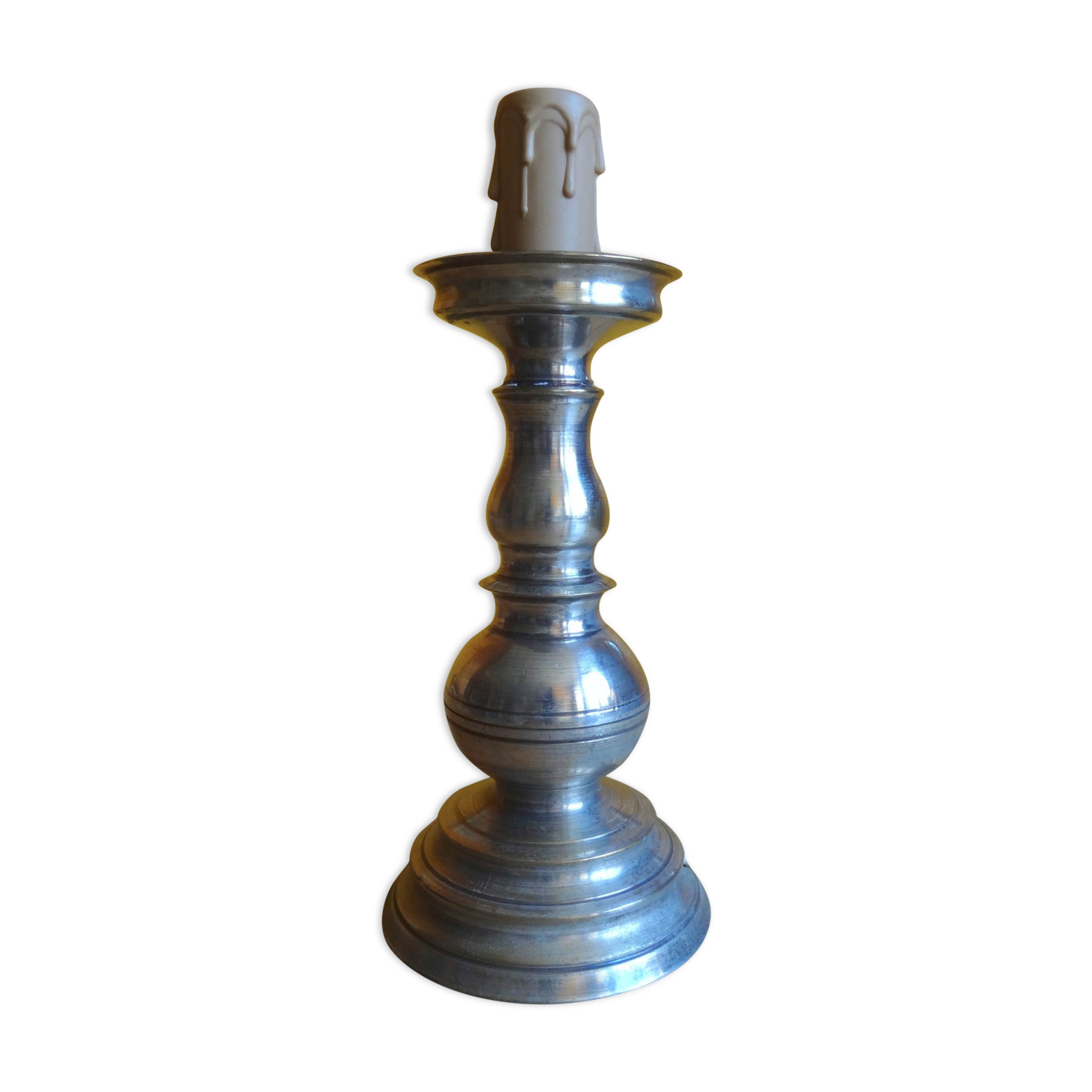 Silver metal candle holder lamp