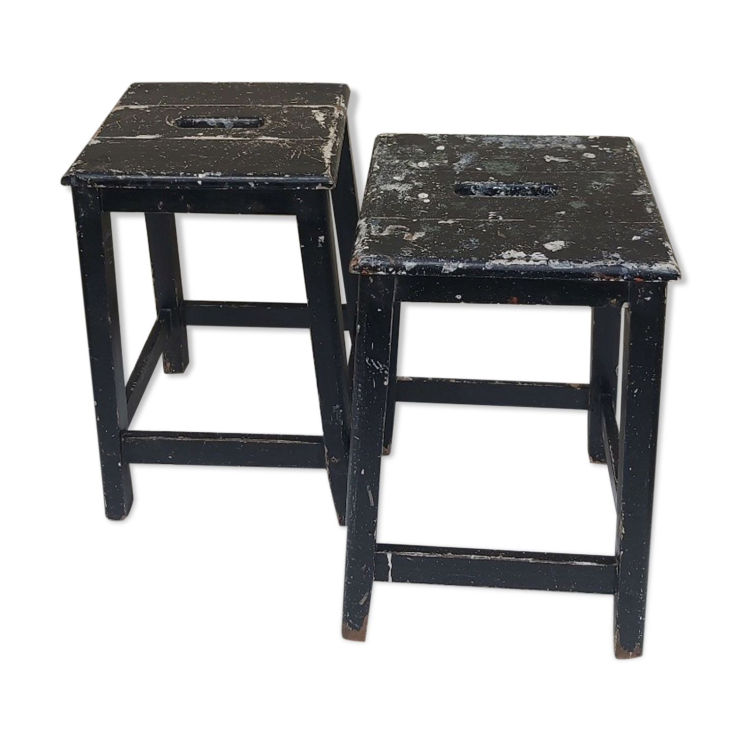 Pair stool painted wood workshop