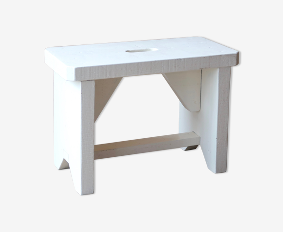 Banc repose pieds blanc en bois années 50