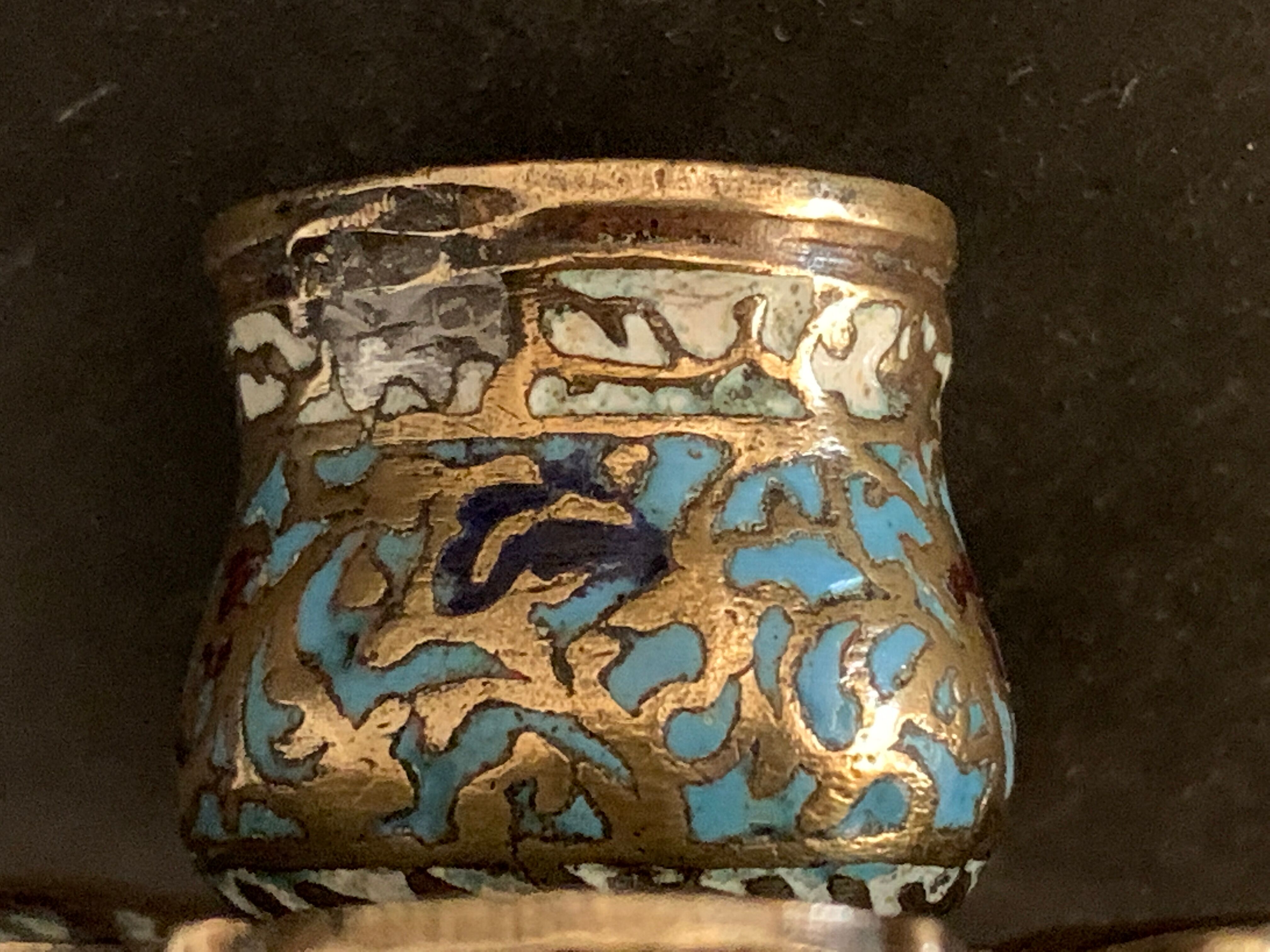 Bronze candlestick and napoleon III partitioned enamels